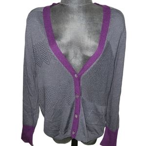 Yoon Button Cardigan with Colorful Trim and Mesh Detail sz M